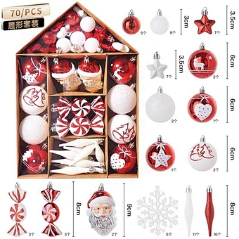 70Pcs Painted Plastic Decorative Tree Ornaments 6cm Hanging Christmas Ball For New Year Christmas
