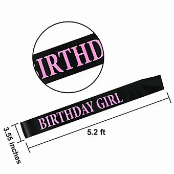 Girl Tiara Headband Headpiece Party Hair Accessories Satin Sash Decorations Supplies Crown Happy Favor Gift Birthday
