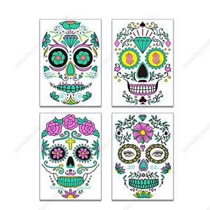 New Products Luminous Halloween Tattoo Face Skeleton For Halloween Decorations Party Carnival Party