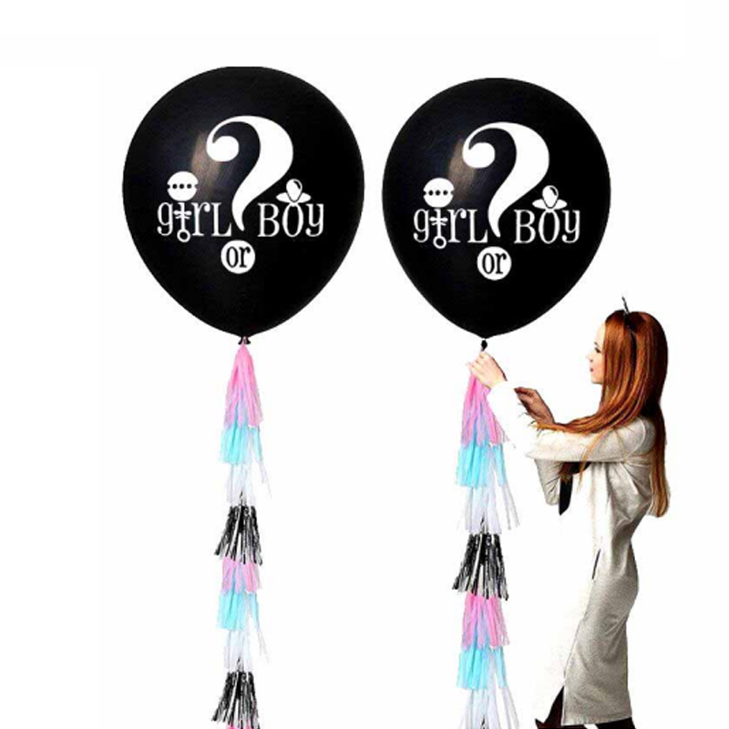 Black Balloon Gender Reveal Boy or Girl Gender Reveal Party Latex Balloons Baby Decorations 36Inch Confetti Balloon Supplies