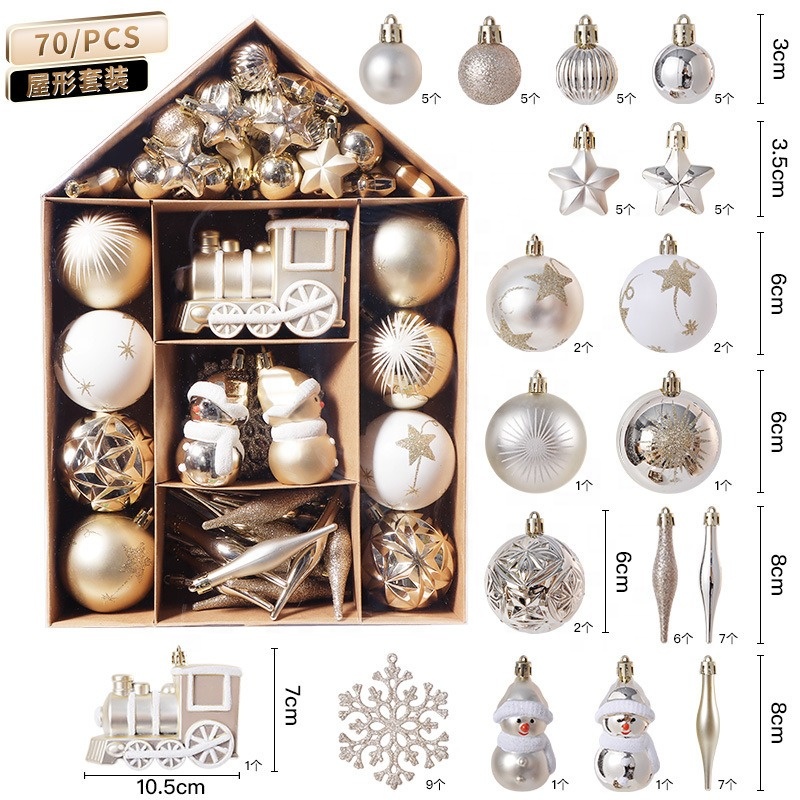 70Pcs Painted Plastic Decorative Tree Ornaments 6cm Hanging Christmas Ball For New Year Christmas