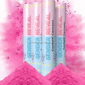 Gender Reveal Party Supplies Pink Blue Colour Smoke Powder Confetti Cannon popper shooter For Baby Shower Decoration