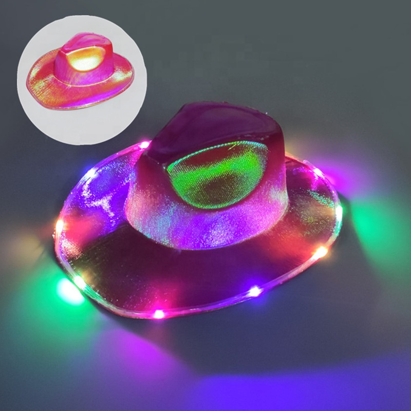 Colorful LED Light Up Hat Adult Cowboy Cowgirl Hat for Halloween Christmas Party EDC Cosplay costume Hats