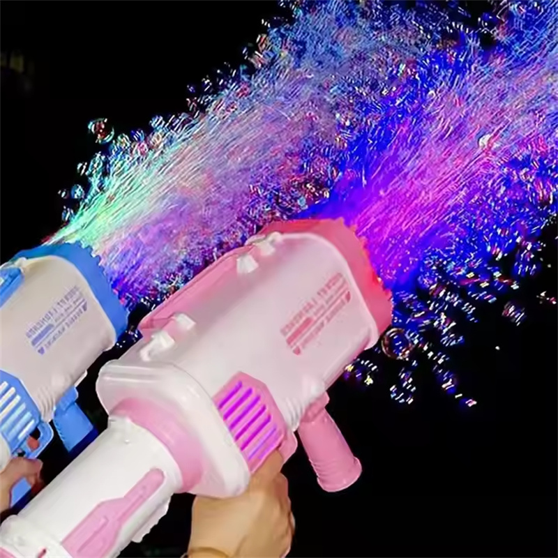 Charging Blowing Maker Gatling Automatic Making Kids Rocket 69 Hole Soap Blower LED Light Toy Children Gift Bubble Gun Machine