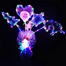 Gift Love Toy Decoration Lighting Wholesale Light Inside Up Stick Rose 18 Inch Led String Round Bobo Balloon For Wedding Party