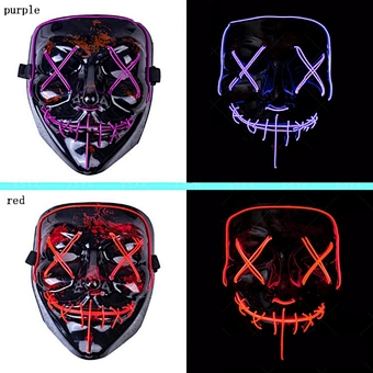 Masquerade Portable Halloween DJ Party Light Up Glowing Mask Fluorescent LED Mask Luminous Halloween Party Costume Purge Mask