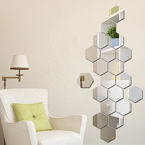 Bedroom Office Reflective 3d Art Decal Effect Home Living Room Sofa Tv Background Decoration Hexagon Acrylic Mirror Wall Sticker