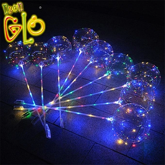 Gift Love Toy Decoration Lighting Wholesale Light Inside Up Stick Rose 18 Inch Led String Round Bobo Balloon For Wedding Party