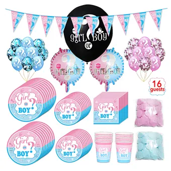 Party Supplies Baby Kit Set Shower Foil Elegant Poppers Pink Sticker Black Balloon with Confetti Gender Reveal