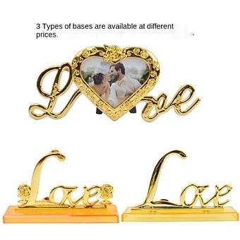 24k Gold foil Rose Love Base Flower Photo Frame Centerpiece Table Event Prop Road Lead Party Supplies Decor Wedding Decoration