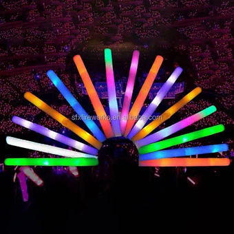 Bulk Purple RGB LED Foam Cheer Tube Customizable Glow Sticks in the Dark for Halloween Parties Customized Baton Cheering