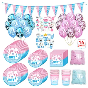 Party Supplies Baby Kit Set Shower Foil Elegant Poppers Pink Sticker Black Balloon with Confetti Gender Reveal