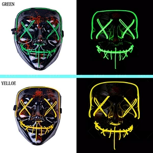 Masquerade Portable Halloween DJ Party Light Up Glowing Mask Fluorescent LED Mask Luminous Halloween Party Costume Purge Mask