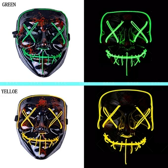 Masquerade Portable Halloween DJ Party Light Up Glowing Mask Fluorescent LED Mask Luminous Halloween Party Costume Purge Mask