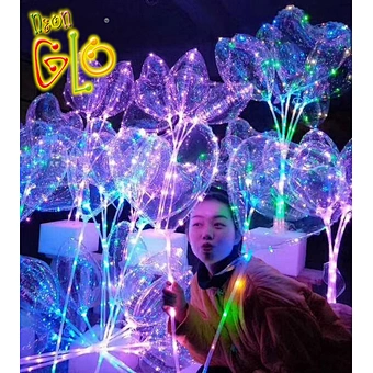 Gift Love Toy Decoration Lighting Wholesale Light Inside Up Stick Rose 18 Inch Led String Round Bobo Balloon For Wedding Party