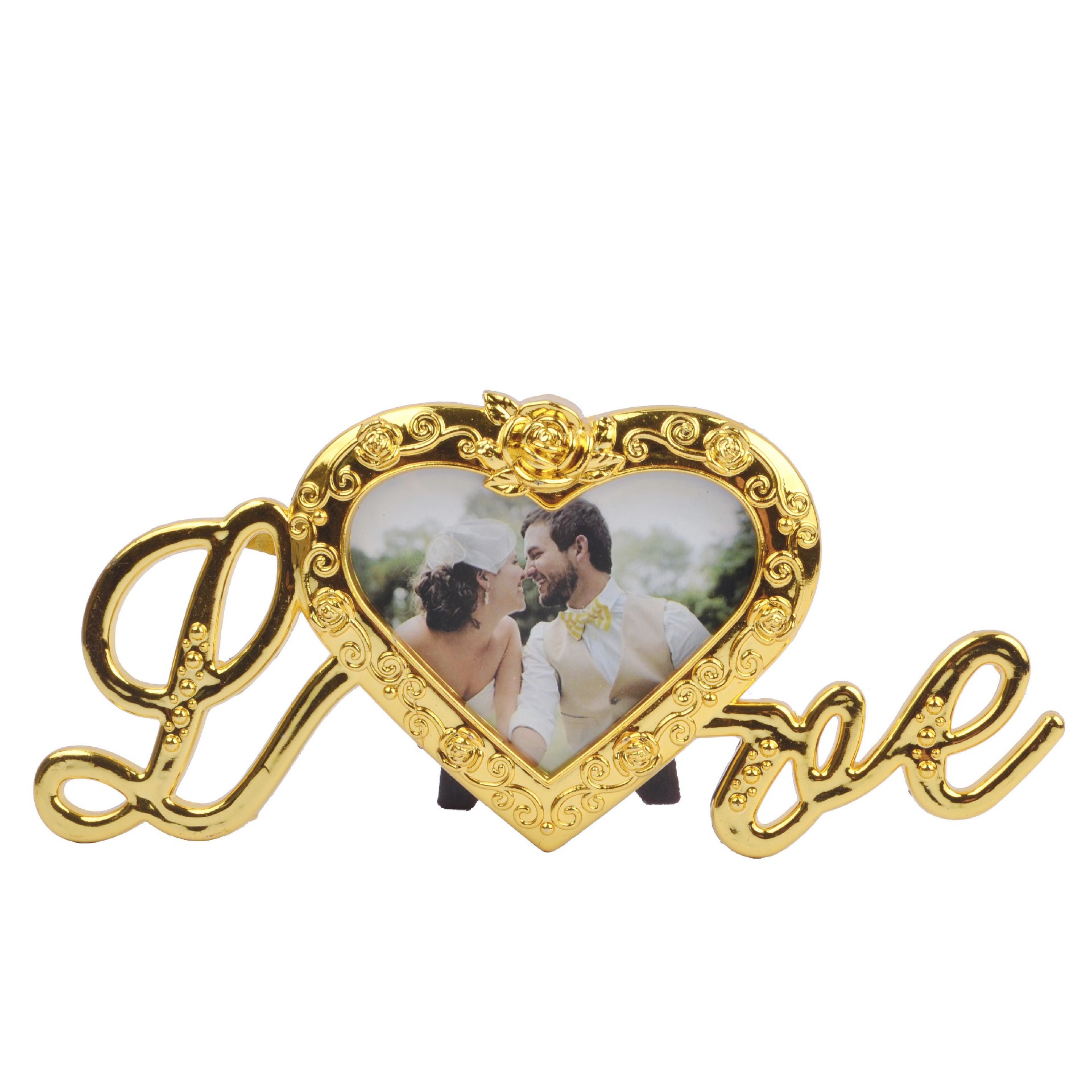 24k Gold foil Rose Love Base Flower Photo Frame Centerpiece Table Event Prop Road Lead Party Supplies Decor Wedding Decoration