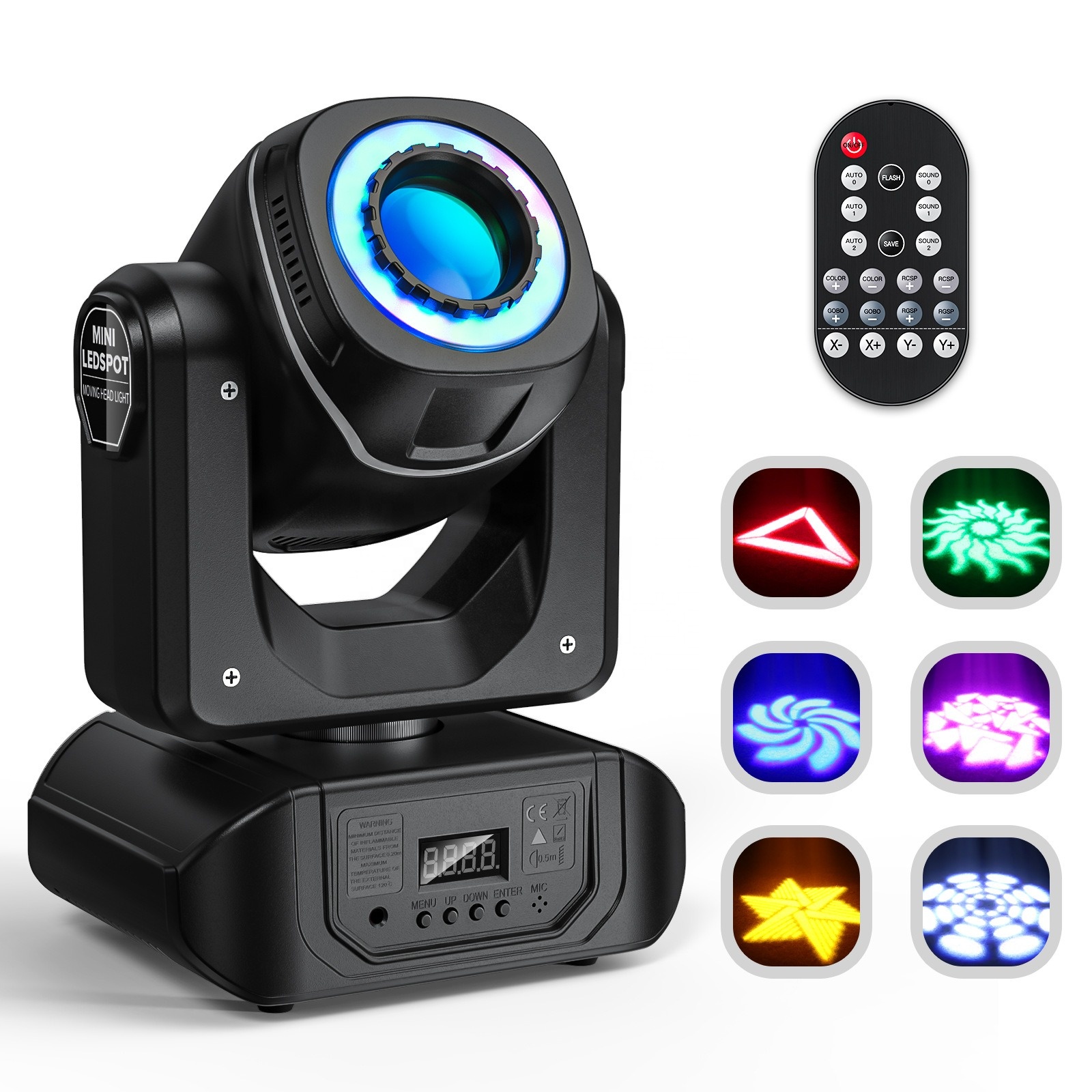120W Led Moving Head Lamp Gobos 8 Colors With Remote Control For Wedding Christmas Dj Disco Ktv Bar Party Stage Effect Lights
