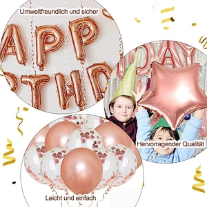 Happy Kids Decor Party Package Set Supplies Rose Gold Latex Confetti Balloon Backdrop Banner Dispensing Birthday Decorations