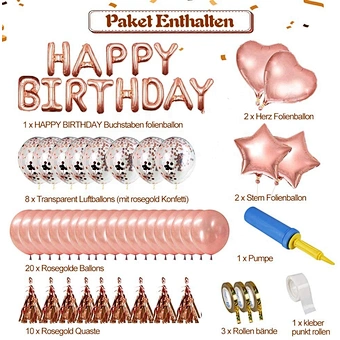 Happy Kids Decor Party Package Set Supplies Rose Gold Latex Confetti Balloon Backdrop Banner Dispensing Birthday Decorations
