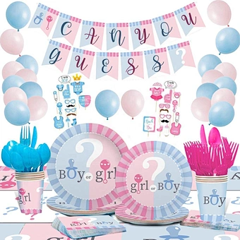 Party Supplies Baby Kit Set Shower Foil Elegant Poppers Pink Sticker Black Balloon with Confetti Gender Reveal