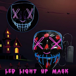 Masquerade Portable Halloween DJ Party Light Up Glowing Mask Fluorescent LED Mask Luminous Halloween Party Costume Purge Mask
