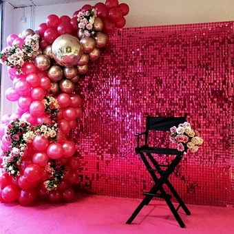 Amazing Decoration Air Moving Prop Stunning Iridescent Wedding Mirror Rose Gold Backdrop 3d Disco Shimmer Sequin Wall Panel