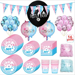 Party Supplies Baby Kit Set Shower Foil Elegant Poppers Pink Sticker Black Balloon with Confetti Gender Reveal