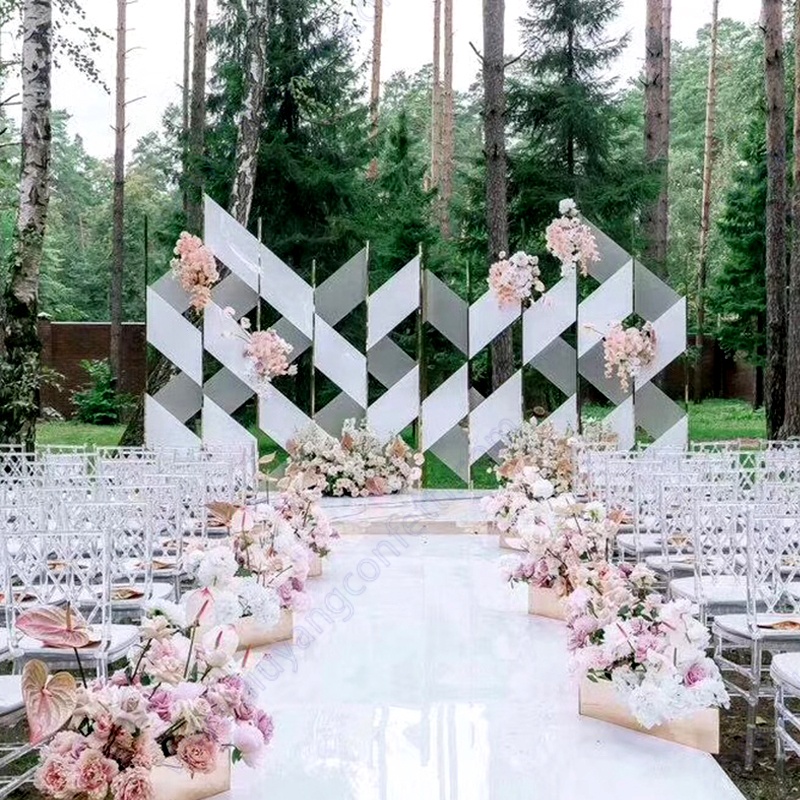 Mariage Aisle Runner Mirrored Pvc Walkway Width Stage Decoration Miroir Cadre Dance Floor Backdrop Wedding Mirror Carpet