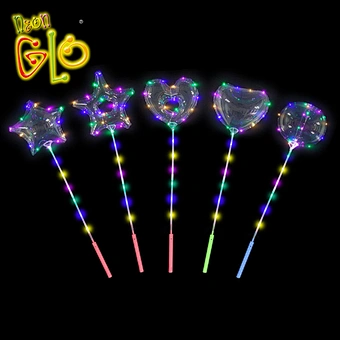 Gift Love Toy Decoration Lighting Wholesale Light Inside Up Stick Rose 18 Inch Led String Round Bobo Balloon For Wedding Party
