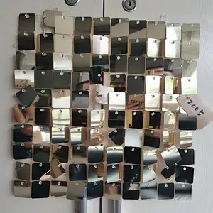 Event Party Gold Pink Iridescent Silver Background Mirror Shimmer Gem Sequin Shimmer Wall Backdrop Manufacturers Sequin Panel