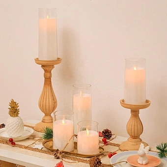 Flickering Battery Powered Window Light Christmas Decoration Remote Hot Selling Flameless Led Grey Gold Glass Pillar Candle