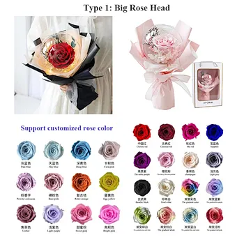 Mothers Day Gift 2024 Wedding Valentine Festival Novelty Gift Giant Dried Flowers Golden Touch Balloons Preserved Roses Bouquet