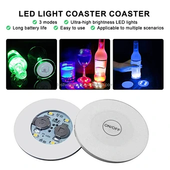Led Coasters Halloween Christmas Bar Decor Neon Light up Sticker Drinks Wine Glass Party Supply Cup Luminous Led Bottle Lights