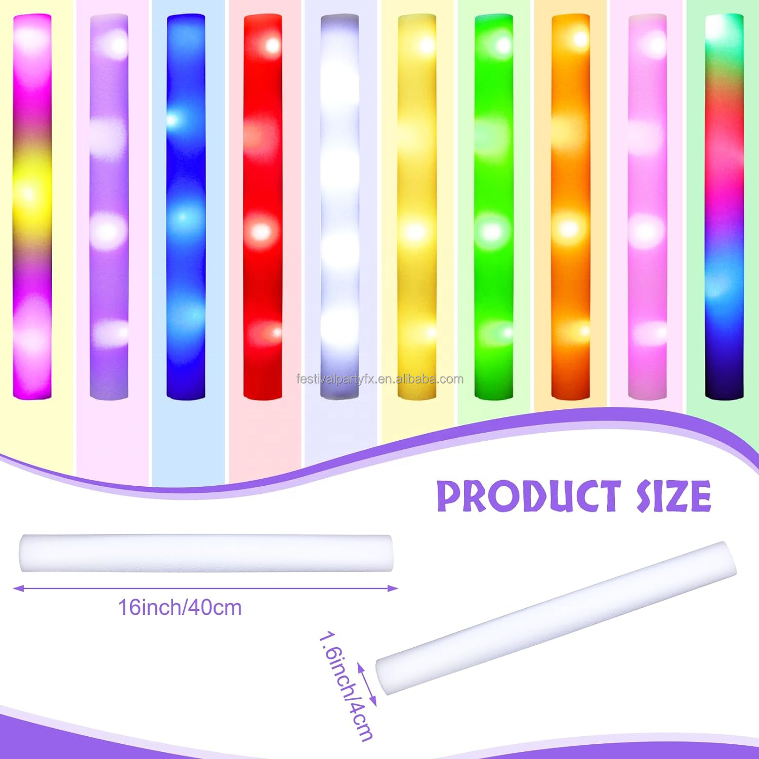 Custom LED Glow Foam Stick Cheap Flashing Light up Cheering Baton for Night Run or Valentine's Day Use