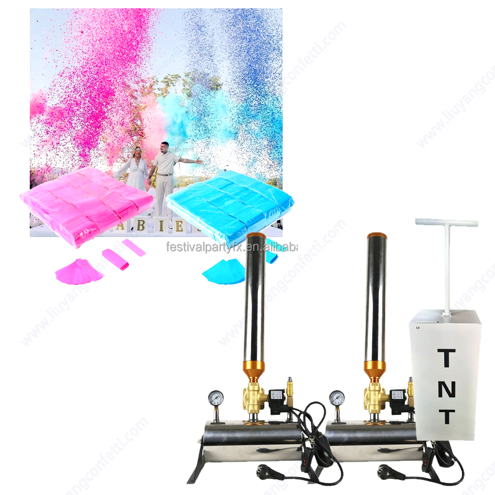 Eco-Friendly Electronic Black Remote Control Confetti Powder Cannon Outdoor Party Popper Spray for Wedding New Year Fireworks