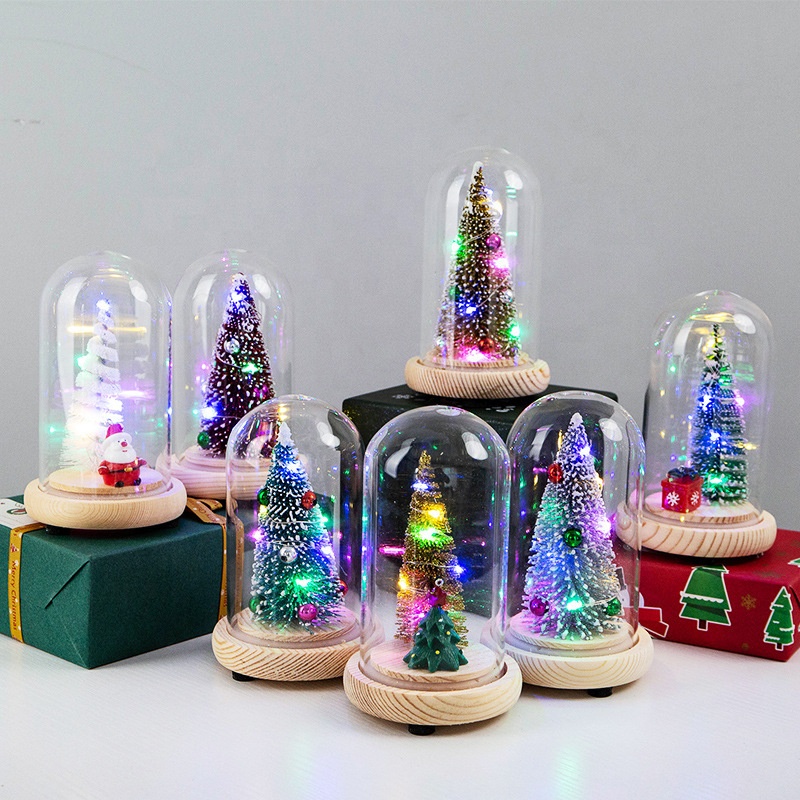 Christmas Creative Valentine's Day Gift Simulation Flower Glass Cover Decoration Luminous LED Small Night Lamp Sunflower Rose