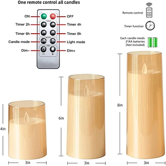 Flickering Battery Powered Window Light Christmas Decoration Remote Hot Selling Flameless Led Grey Gold Glass Pillar Candle