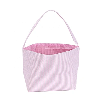 Wholesale Custom Decorations Popular Gift Egg Buckets Seersucker Bunny Bags Easter Baskets