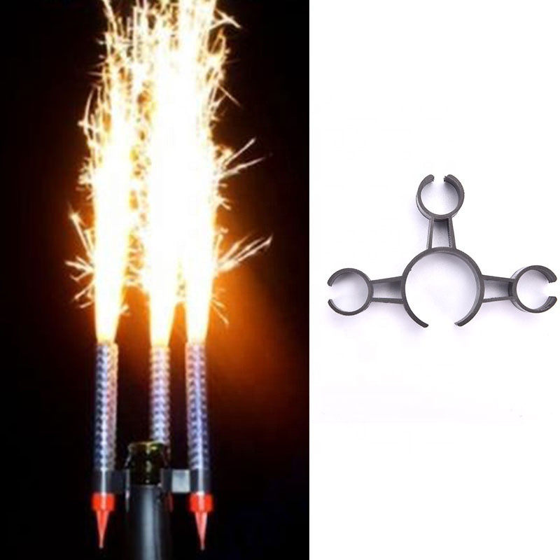 Champagne Bottle Birthday Candle Sparkler Firework Safety Ice Fountain Plastic Clip Holder for Night Club Cake Party Wedding