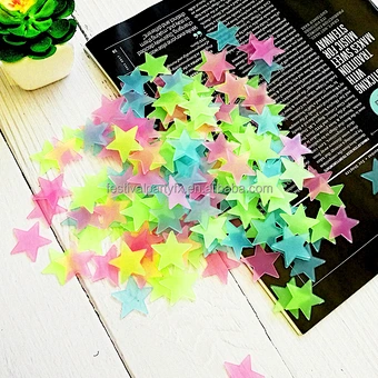 3d Diy Night Giant Dot Fluorescent 100pc/bag Kids Room Decoration Glowing Luminous Moon Wall Sticker Glow in Dark Star