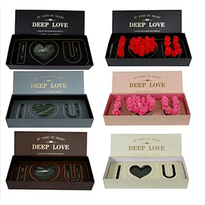 I Love You Gift Box Romantic Custom Eternal Life Flower Packing Rose Soap Package Heart Shape Luxury Valentine Day Paper Wedding