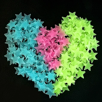 3d Diy Night Giant Dot Fluorescent 100pc/bag Kids Room Decoration Glowing Luminous Moon Wall Sticker Glow in Dark Star