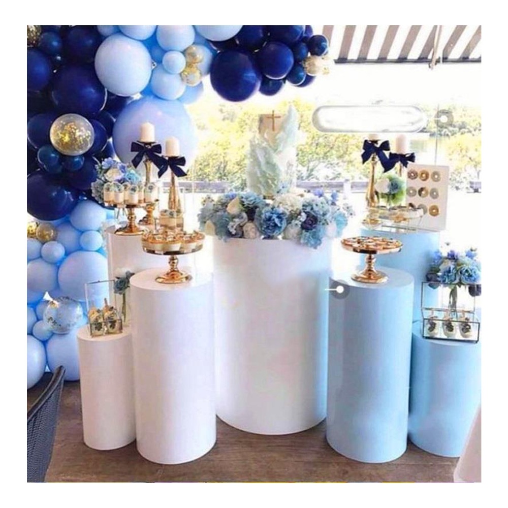 Backdrop Event Cake Plinth Pillar Gold Dessert Stand Wedding Party Prop Set of 5 Iron White Display Decoration Table Centerpiece
