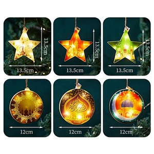 Mubarak Eid Home Islam Muslim Party Lamp Gift 2024 Ramadan Led Light Curtain String Window Curtain Lights Ramadan Decoration