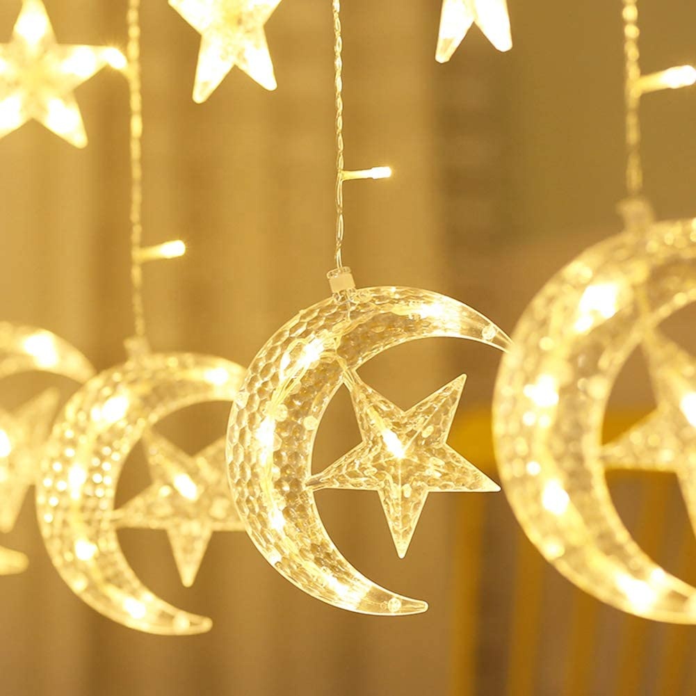 Wholesale Eid Mubarak 3.5m LED Moon and Star Lights Waterproof Lamp Beads for Wedding Birthday Party Decorations String Light