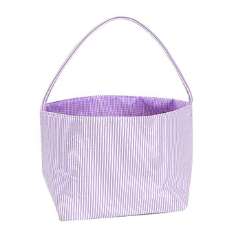 Wholesale Custom Decorations Popular Gift Egg Buckets Seersucker Bunny Bags Easter Baskets