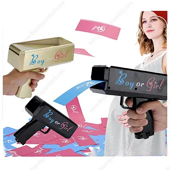 Gender Reveal Shooter Toy Paper Playing Sprayer for Baby Shower Party Revealing Boy or Girl