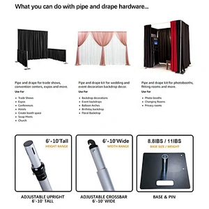 Adjustable Exhibition Booth Pipe and Drape Backdrop Stand Outdoors Indoor Flower Wall Curtain Wedding Party Event Decorations