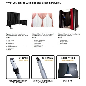 Adjustable Exhibition Booth Pipe and Drape Backdrop Stand Outdoors Indoor Flower Wall Curtain Wedding Party Event Decorations