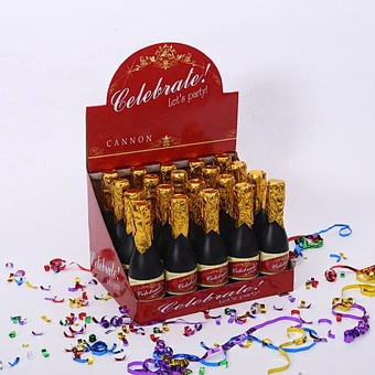 24 Pcs Safe Perfect Compressed air Champagne Bottle Shaped Confetti Cannons Party Poppers for Party